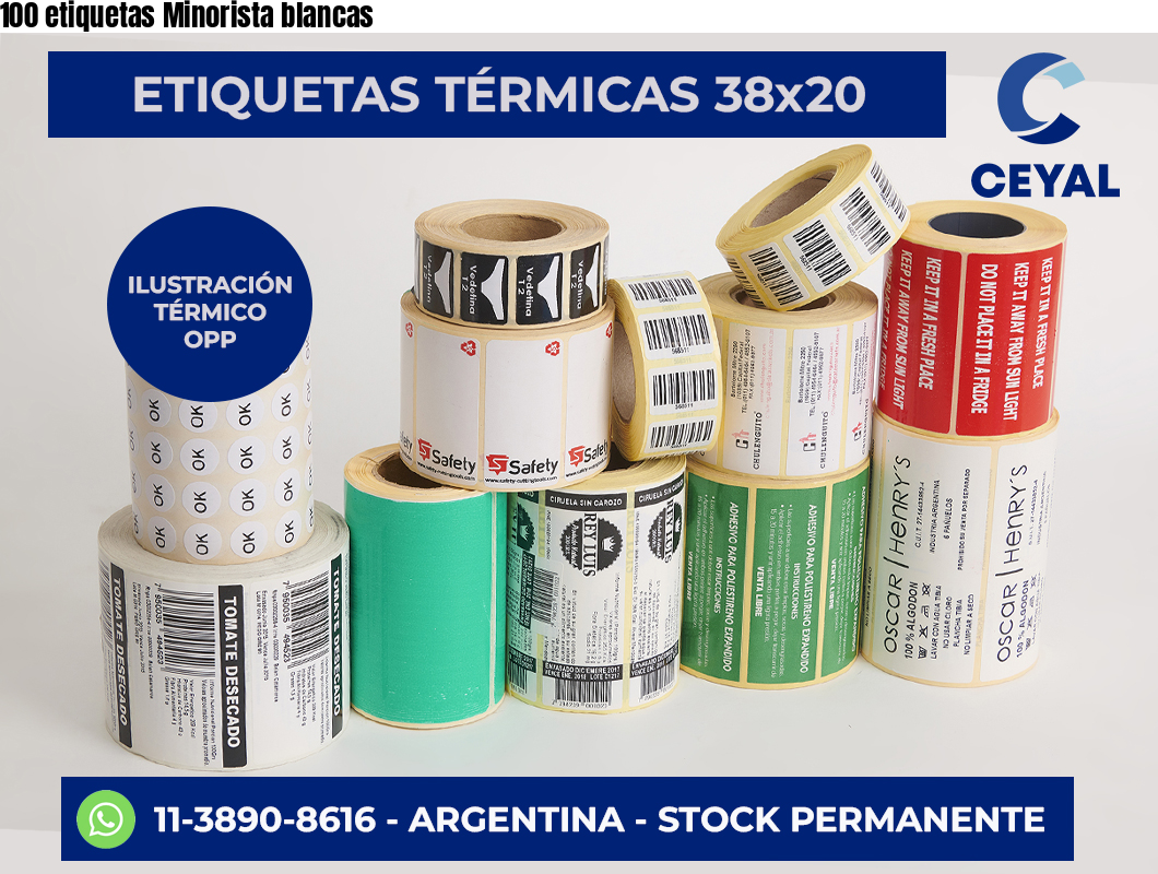 100 etiquetas Minorista blancas
