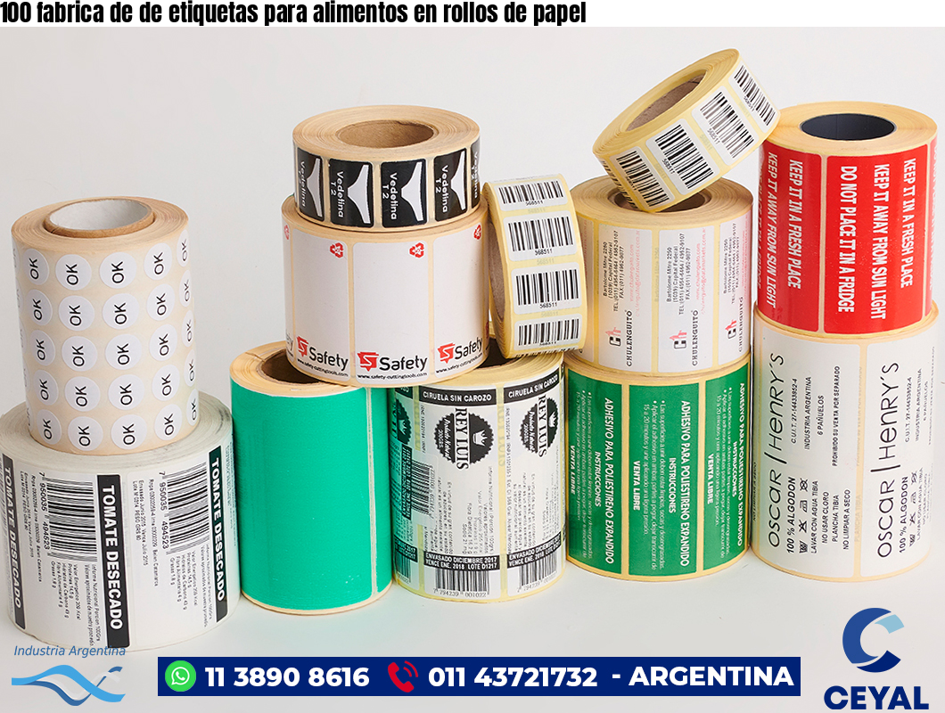 100 fabrica de de etiquetas para alimentos en rollos de papel