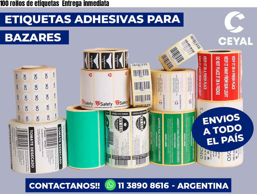 100 rollos de etiquetas Entrega inmediata
