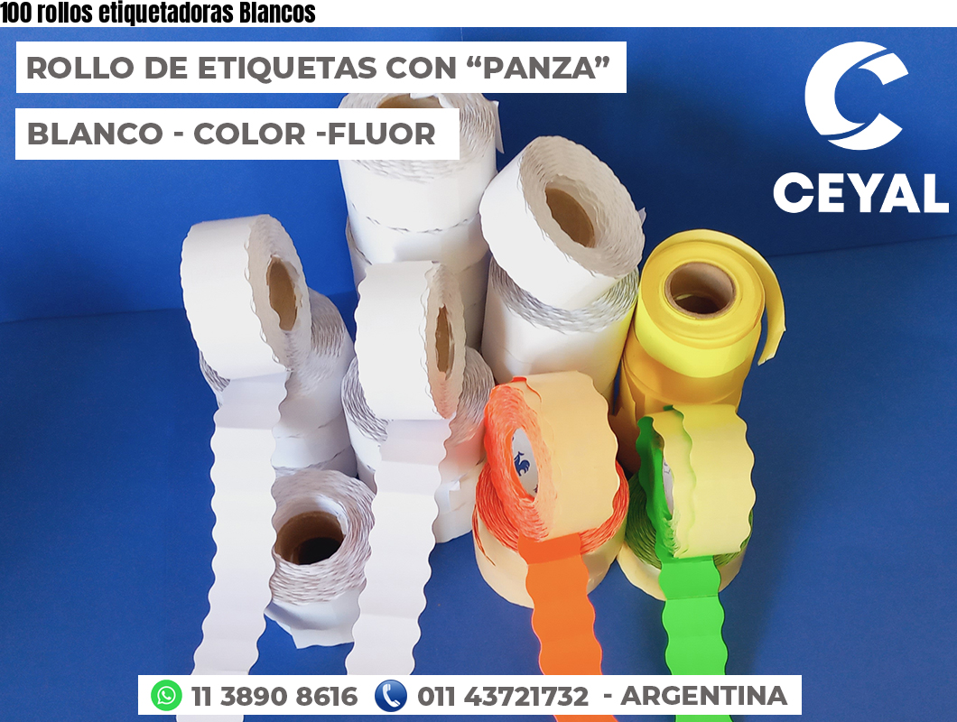 100 rollos etiquetadoras Blancos