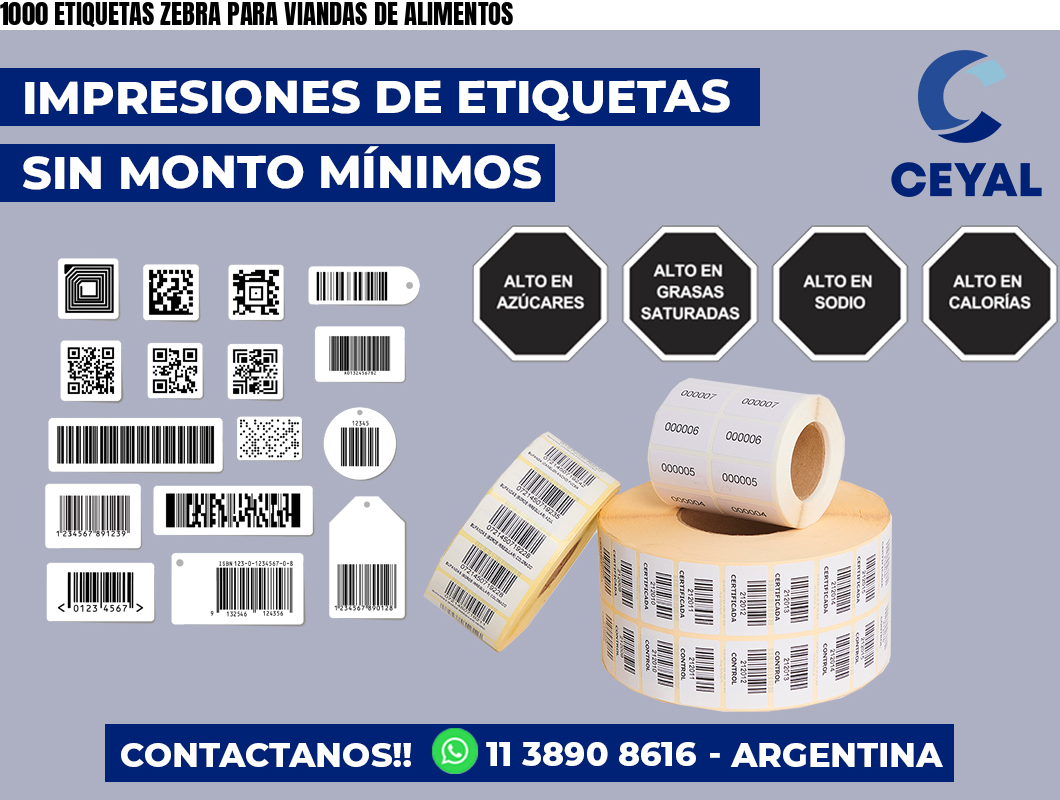 1000 ETIQUETAS ZEBRA PARA VIANDAS DE ALIMENTOS