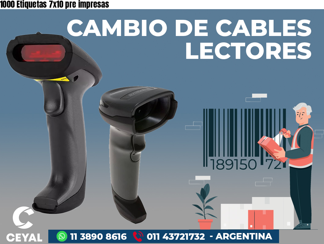 1000 Etiquetas 7x10 pre impresas