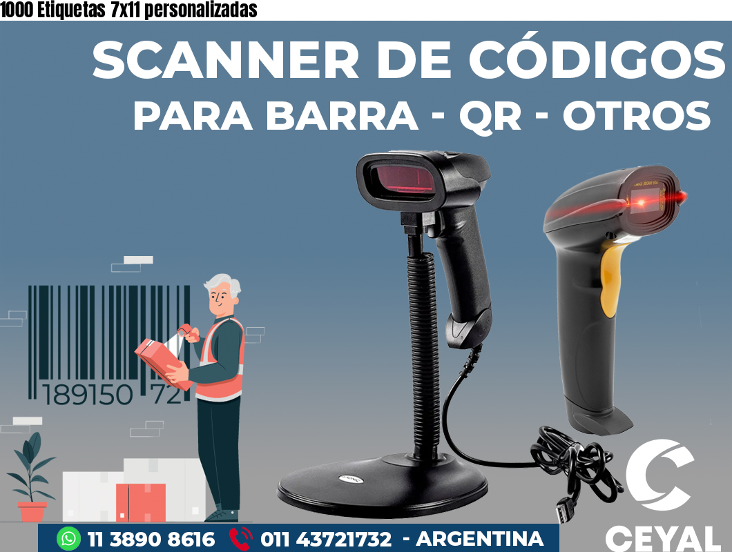 1000 Etiquetas 7x11 personalizadas