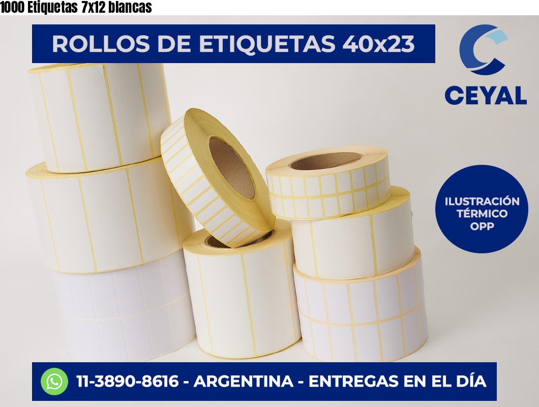 1000 Etiquetas 7×12 blancas