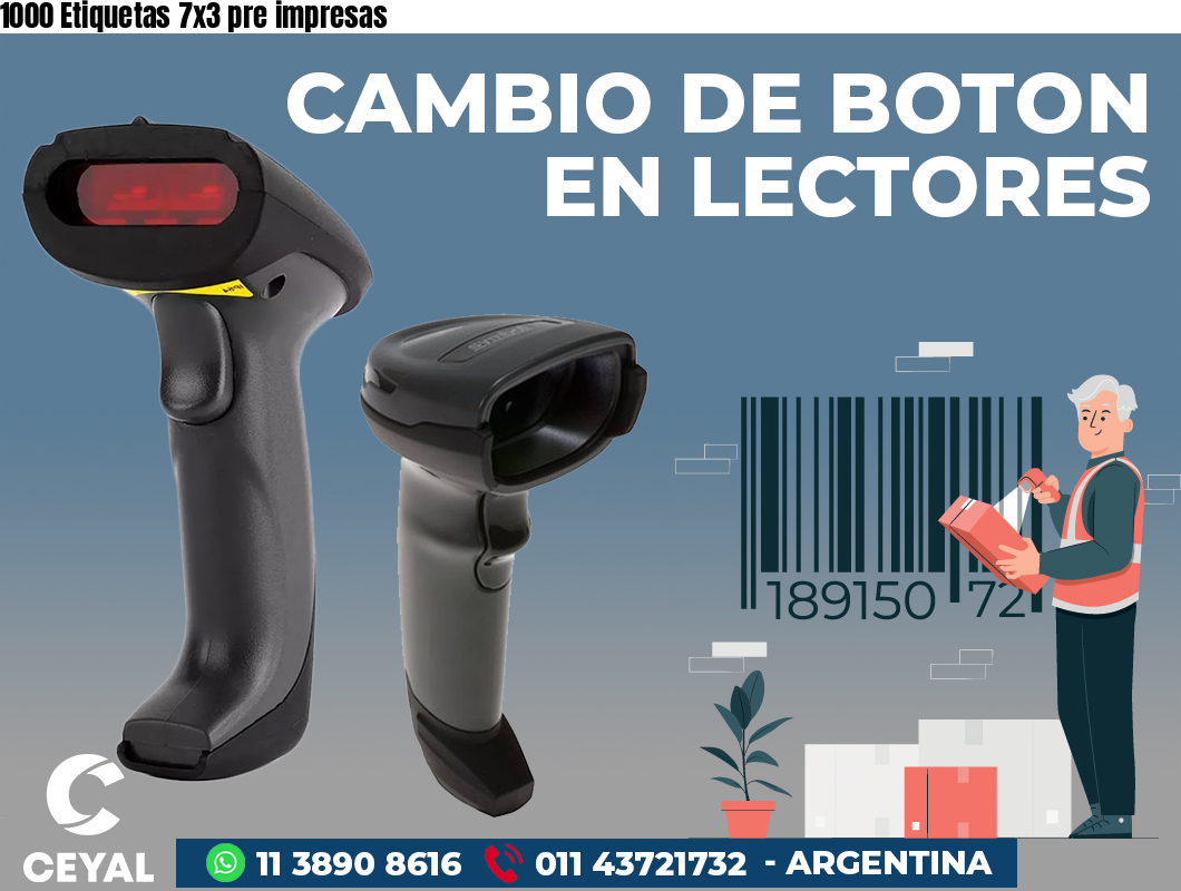 1000 Etiquetas 7x3 pre impresas