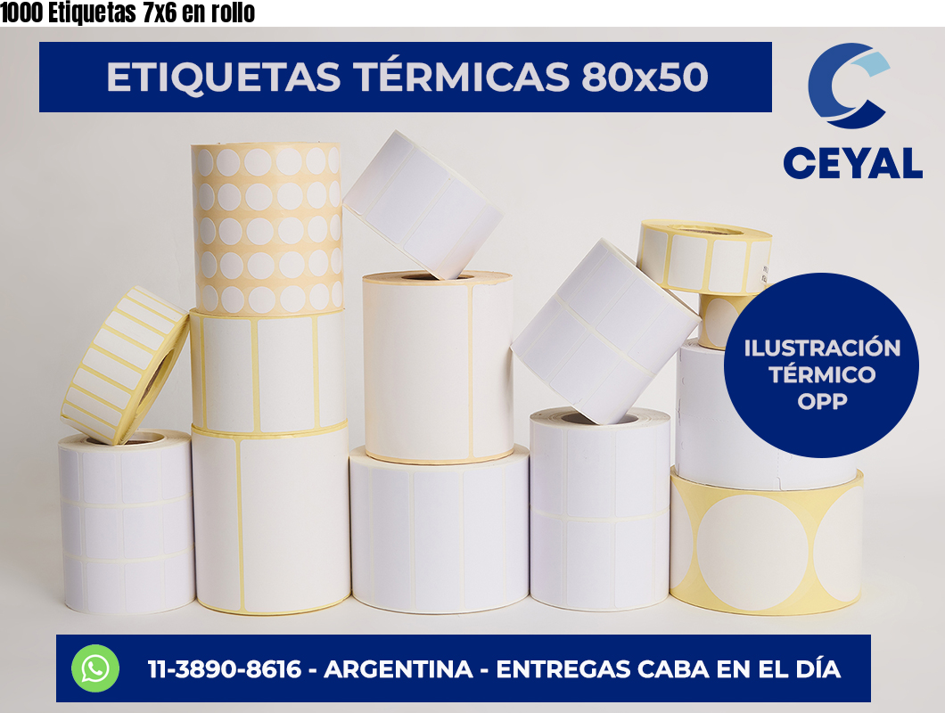 1000 Etiquetas 7×6 en rollo