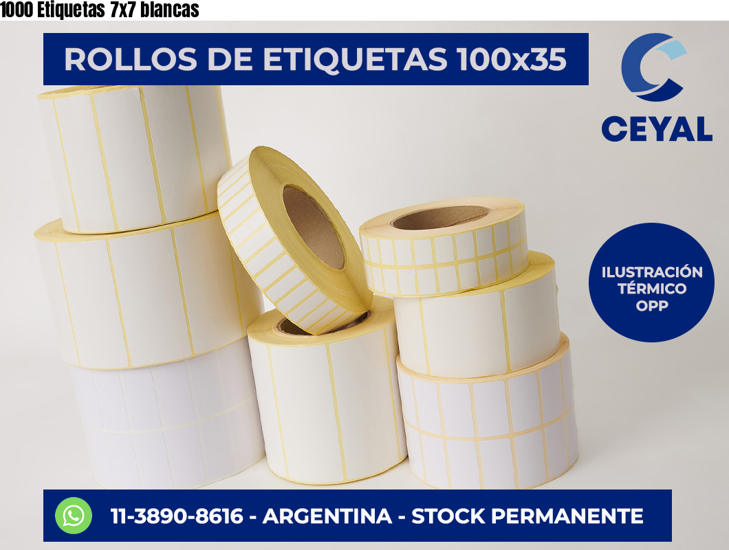 1000 Etiquetas 7×7 blancas