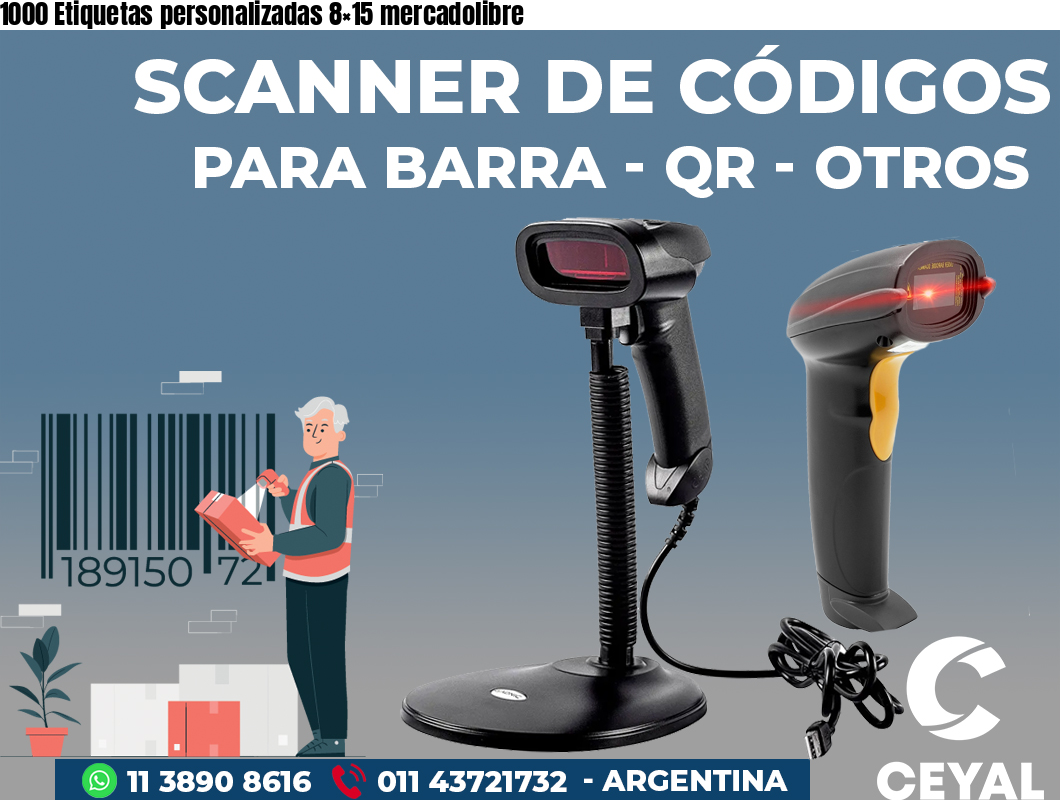 1000 Etiquetas personalizadas 8×15 mercadolibre
