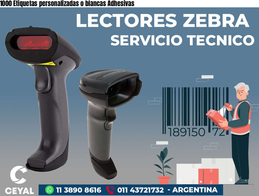 1000 Etiquetas personalizadas o blancas Adhesivas