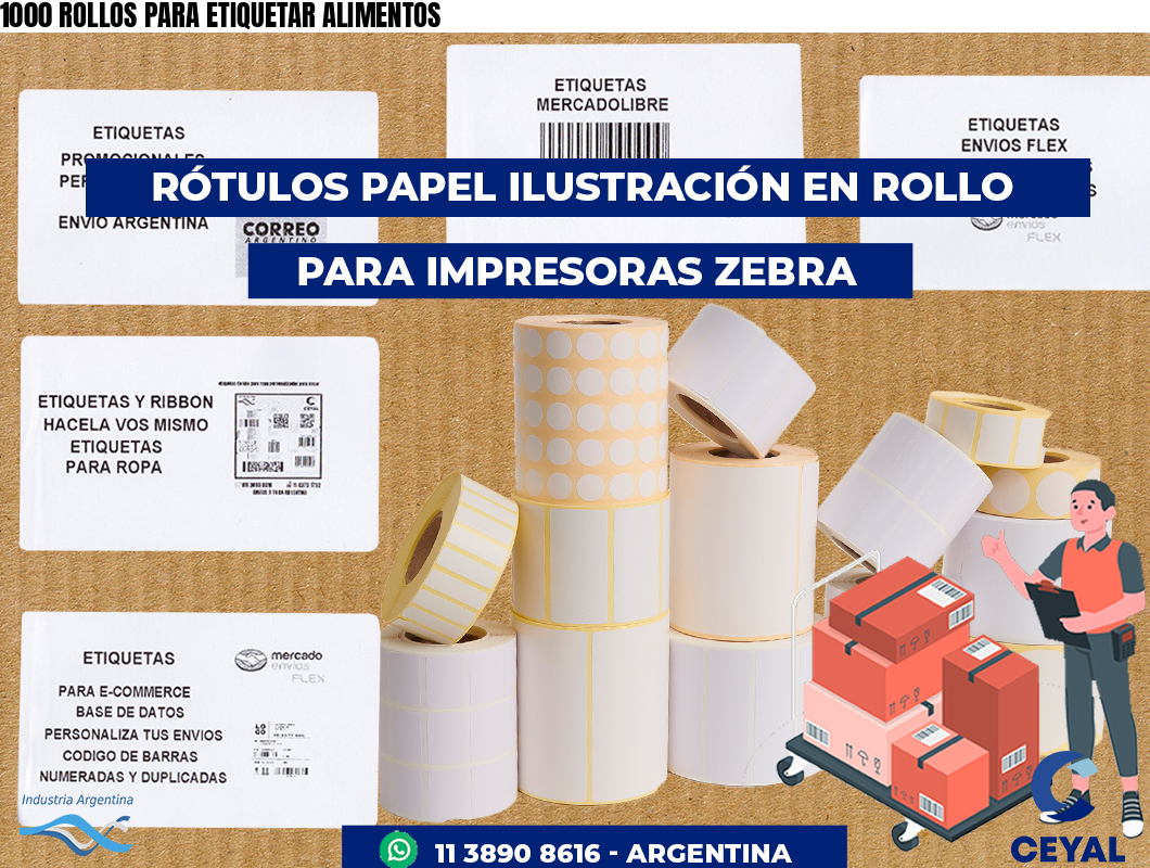 1000 ROLLOS PARA ETIQUETAR ALIMENTOS