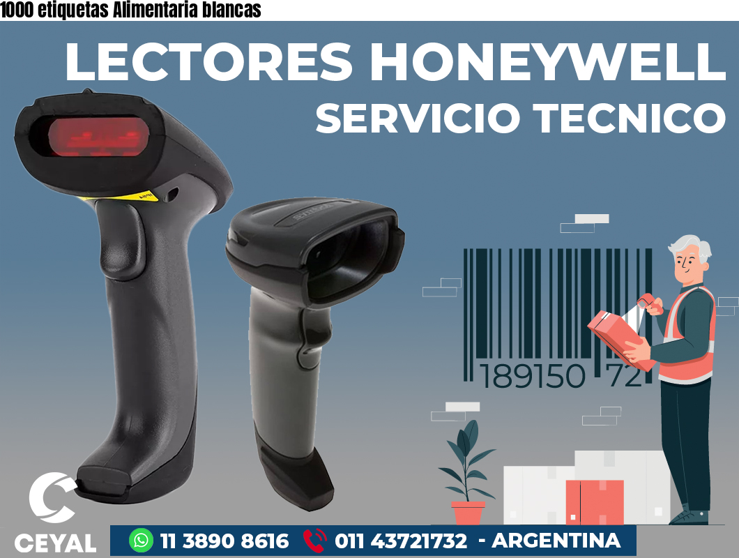 1000 etiquetas Alimentaria blancas