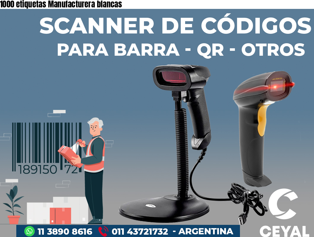 1000 etiquetas Manufacturera blancas