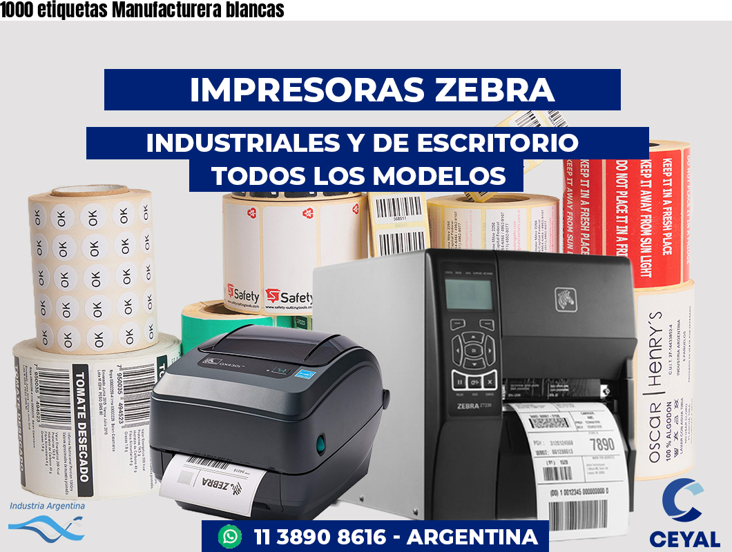 1000 etiquetas Manufacturera blancas