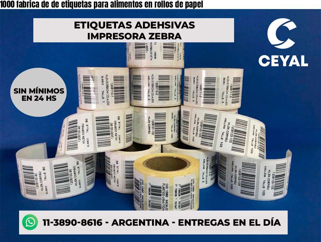 1000 fabrica de de etiquetas para alimentos en rollos de papel