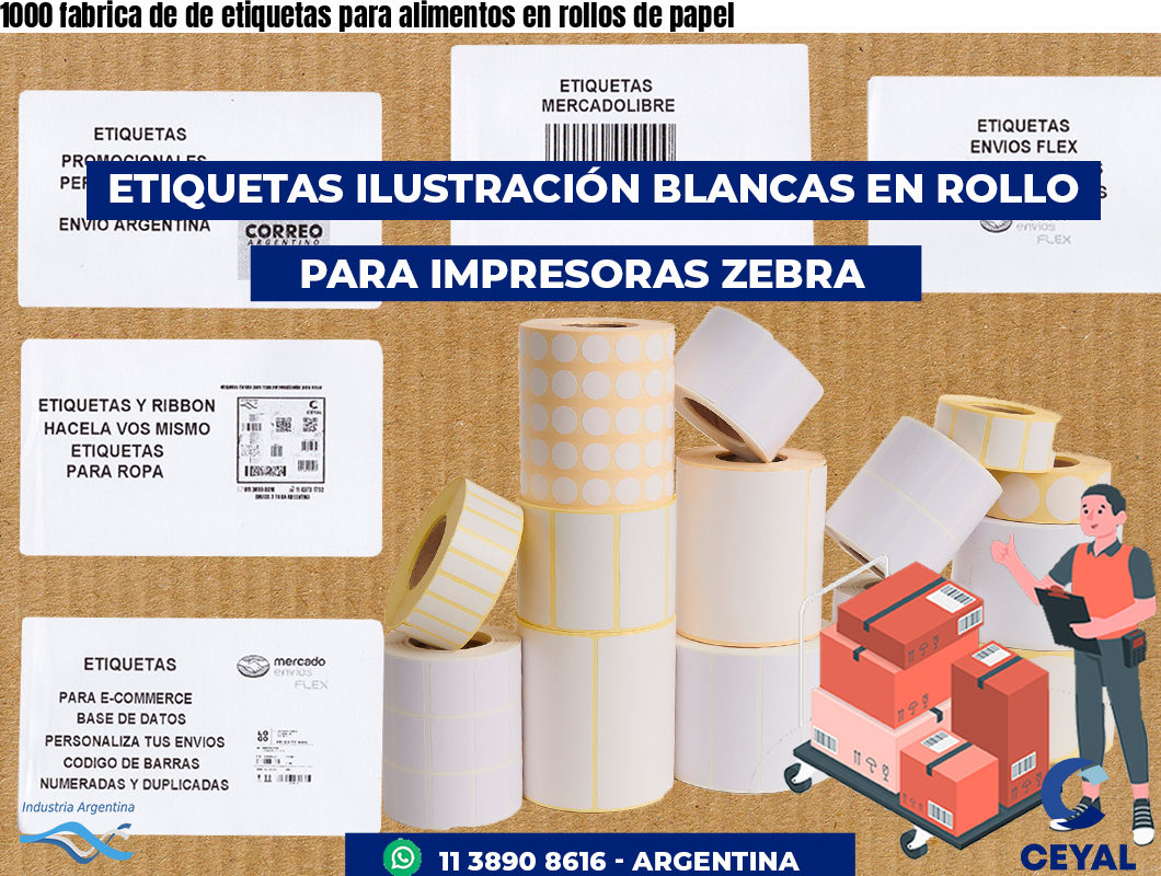 1000 fabrica de de etiquetas para alimentos en rollos de papel