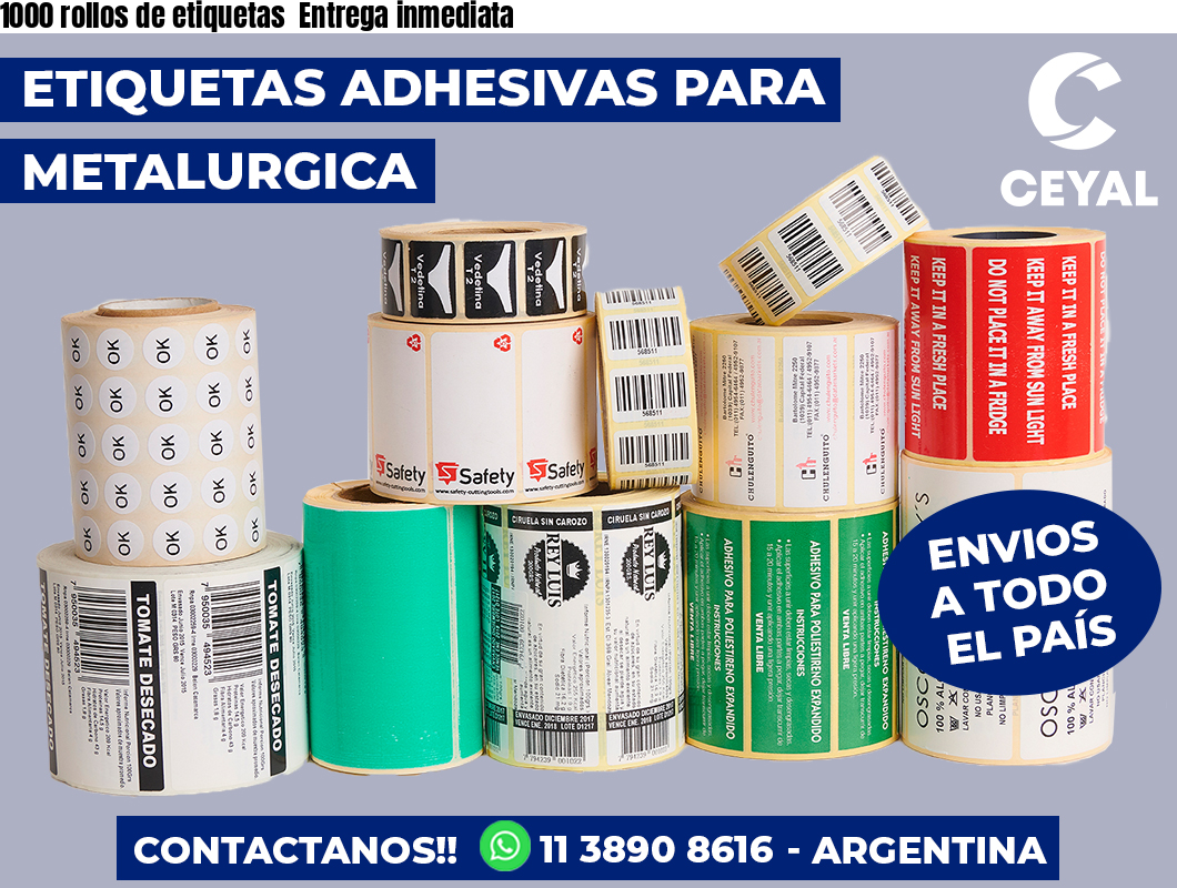 1000 rollos de etiquetas Entrega inmediata