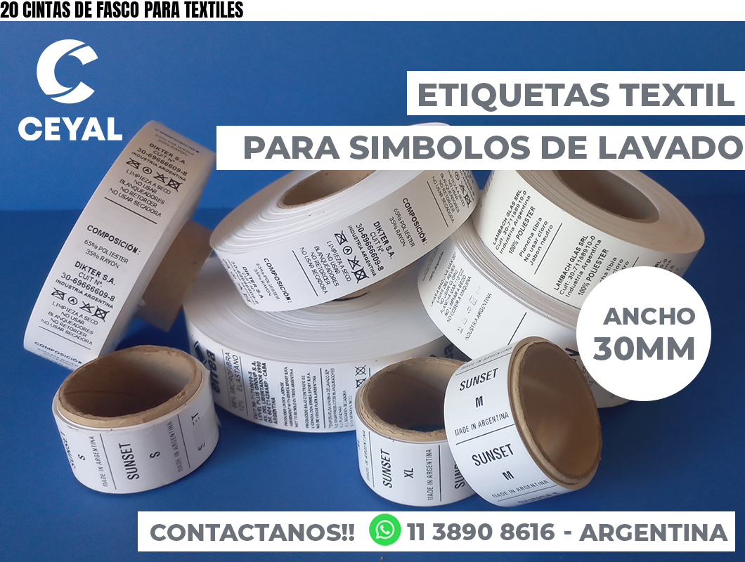 20 CINTAS DE FASCO PARA TEXTILES