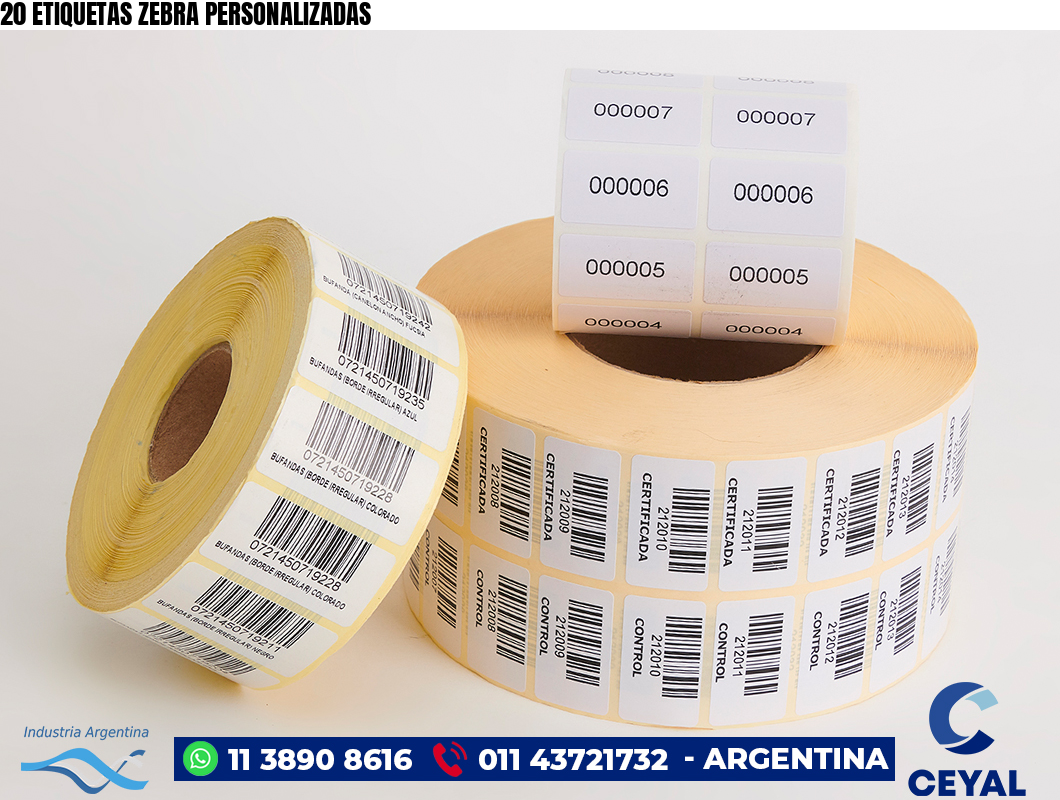 20 ETIQUETAS ZEBRA PERSONALIZADAS