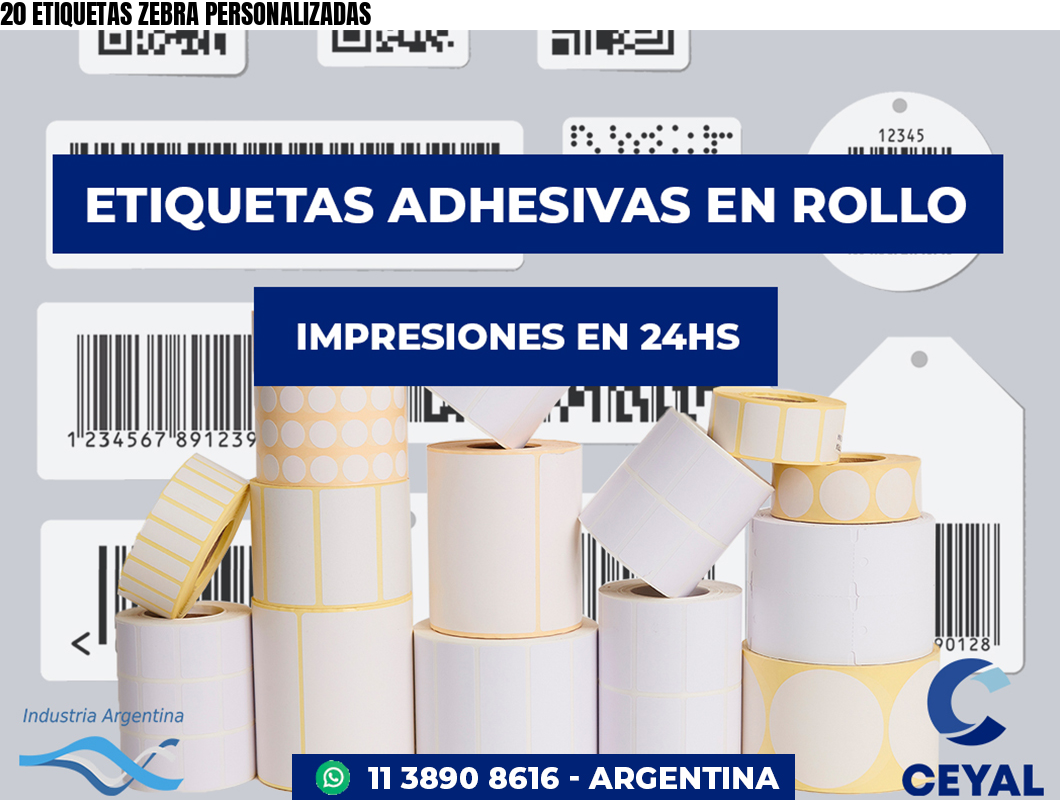 20 ETIQUETAS ZEBRA PERSONALIZADAS