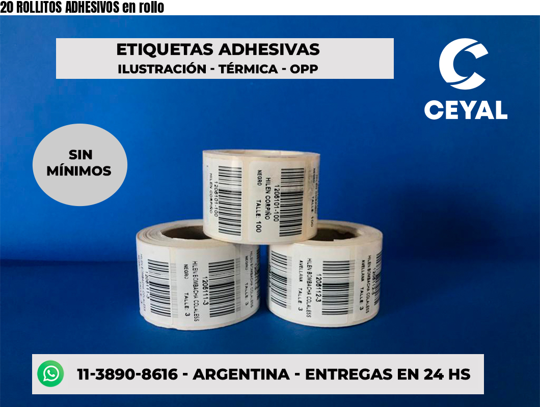 20 ROLLITOS ADHESIVOS en rollo