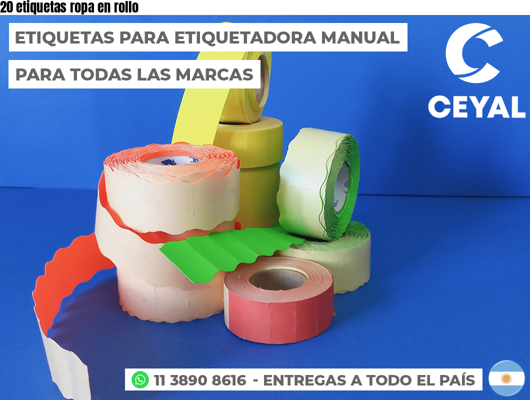 20 etiquetas ropa en rollo