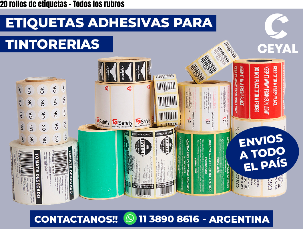 20 rollos de etiquetas – Todos los rubros