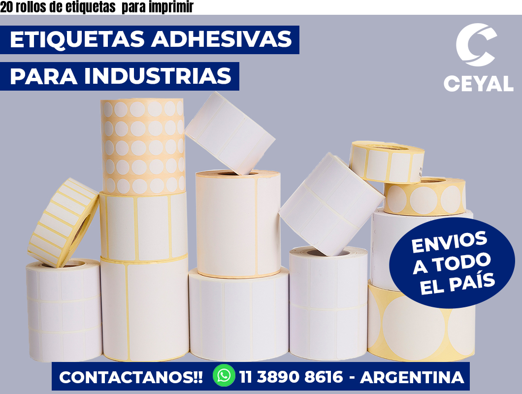 20 rollos de etiquetas para imprimir