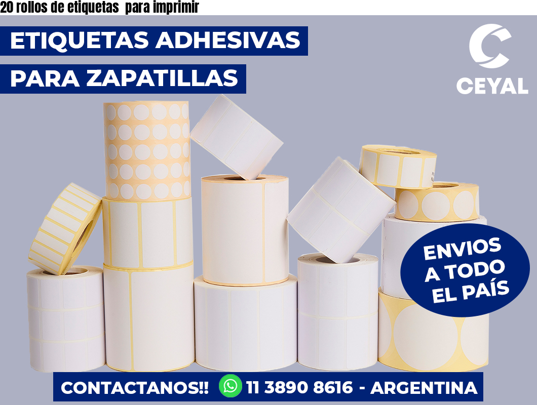 20 rollos de etiquetas para imprimir