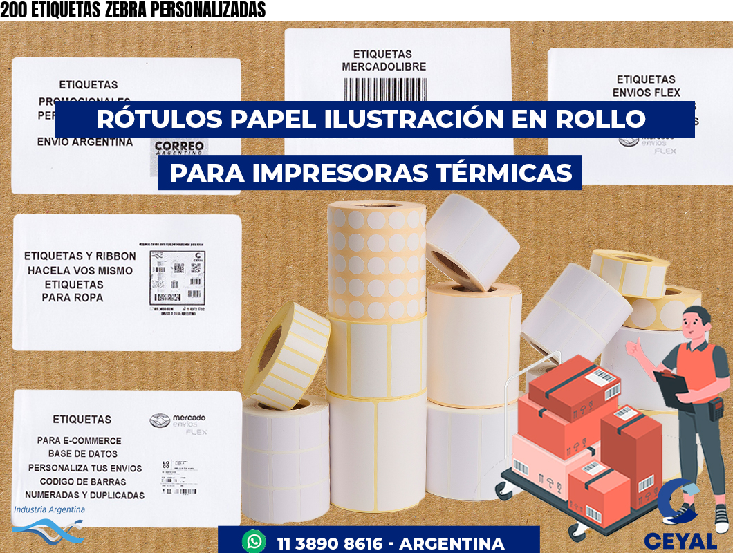 200 ETIQUETAS ZEBRA PERSONALIZADAS