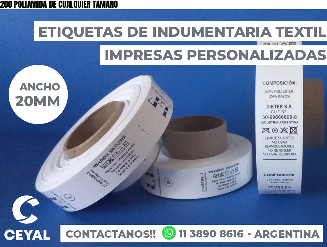 200 POLIAMIDA DE CUALQUIER TAMAÑO