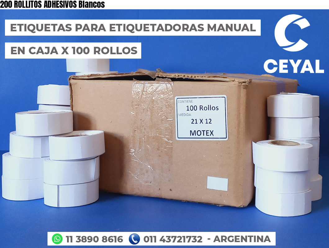 200 ROLLITOS ADHESIVOS Blancos