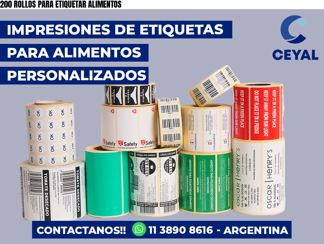 200 ROLLOS PARA ETIQUETAR ALIMENTOS