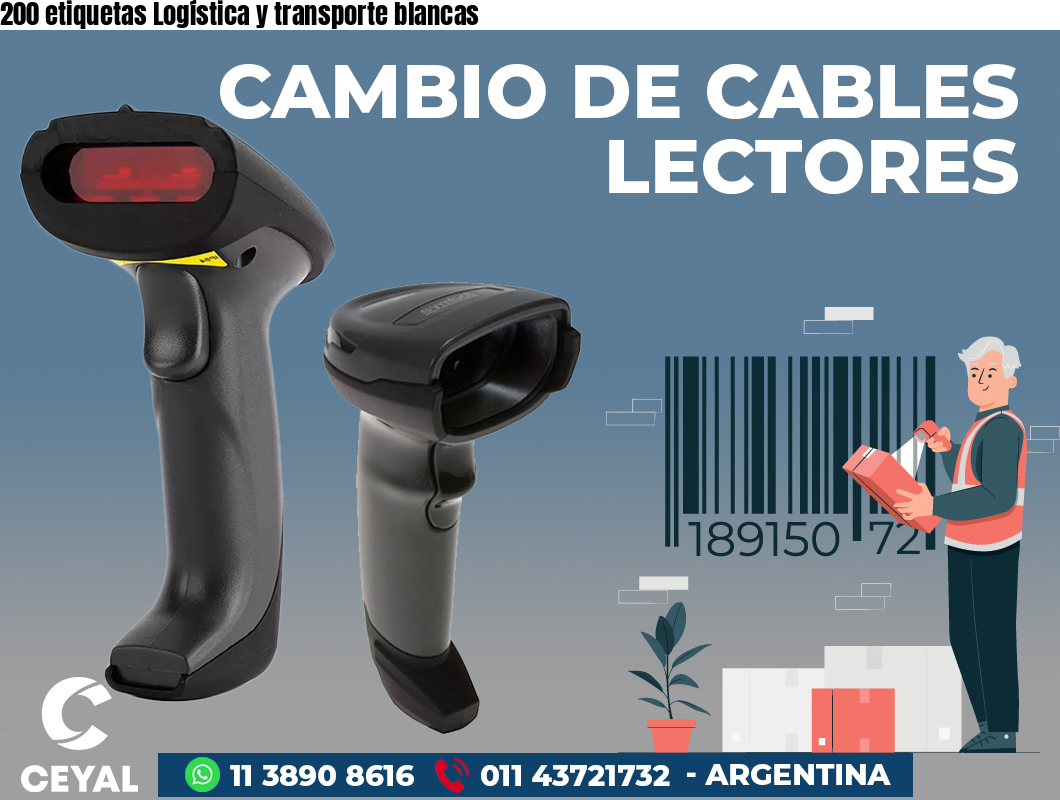 200 etiquetas Logística y transporte blancas