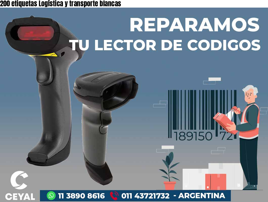200 etiquetas Logística y transporte blancas