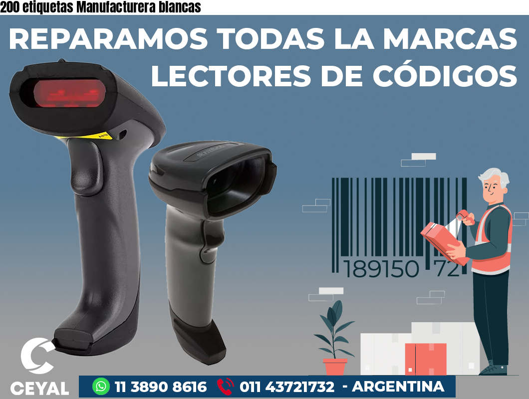 200 etiquetas Manufacturera blancas