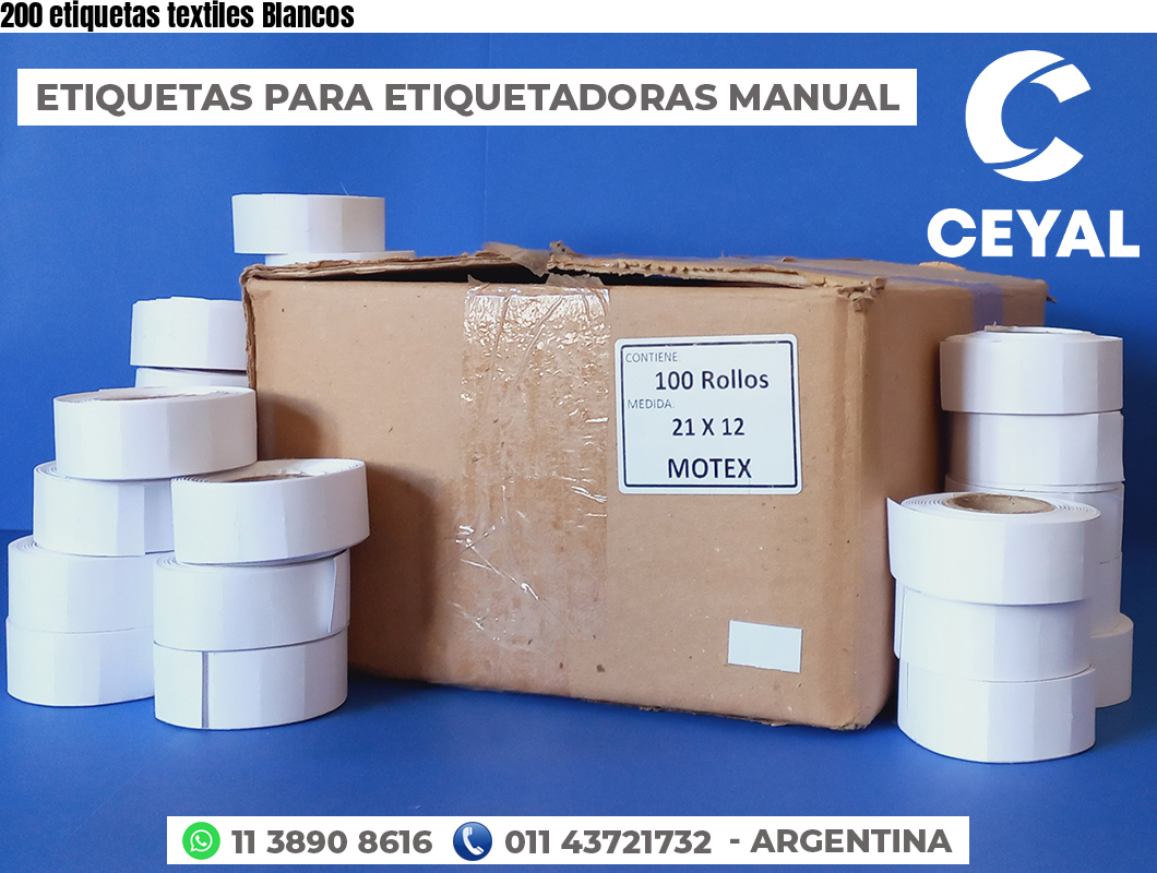 200 etiquetas textiles Blancos