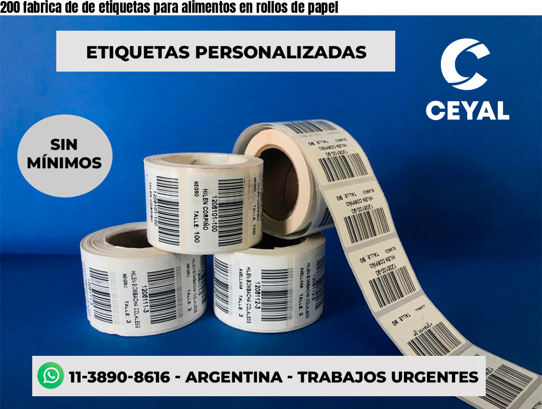 200 fabrica de de etiquetas para alimentos en rollos de papel