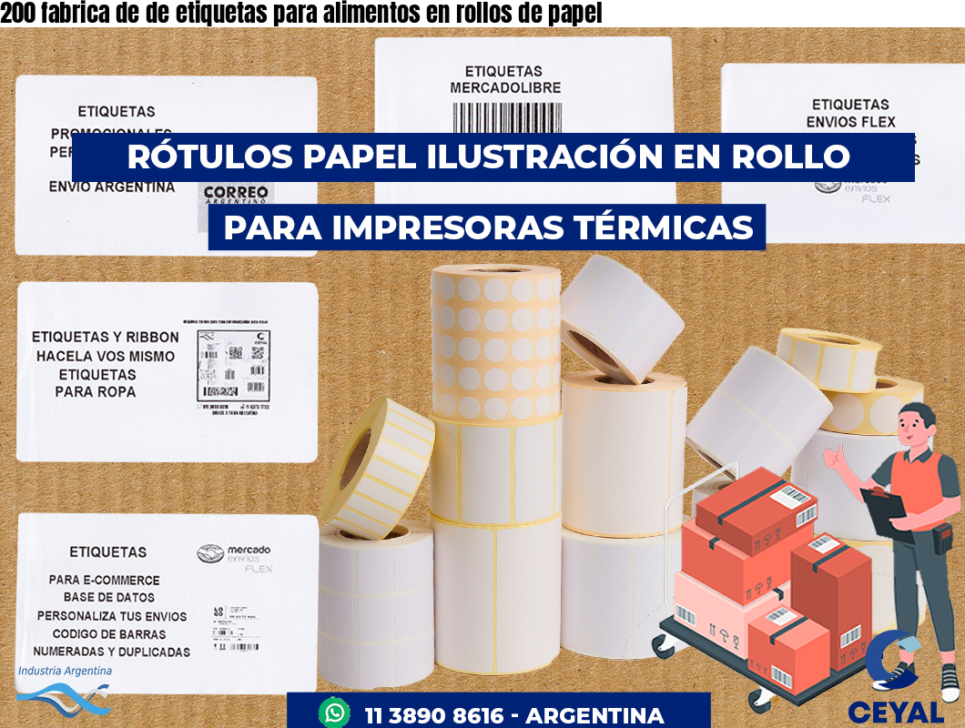 200 fabrica de de etiquetas para alimentos en rollos de papel