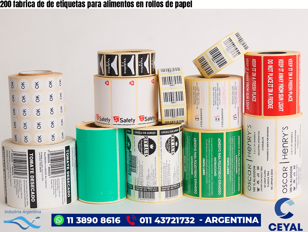 200 fabrica de de etiquetas para alimentos en rollos de papel