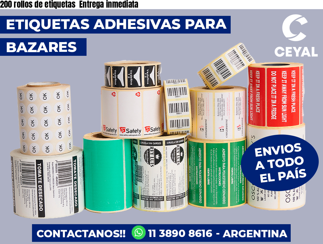 200 rollos de etiquetas Entrega inmediata