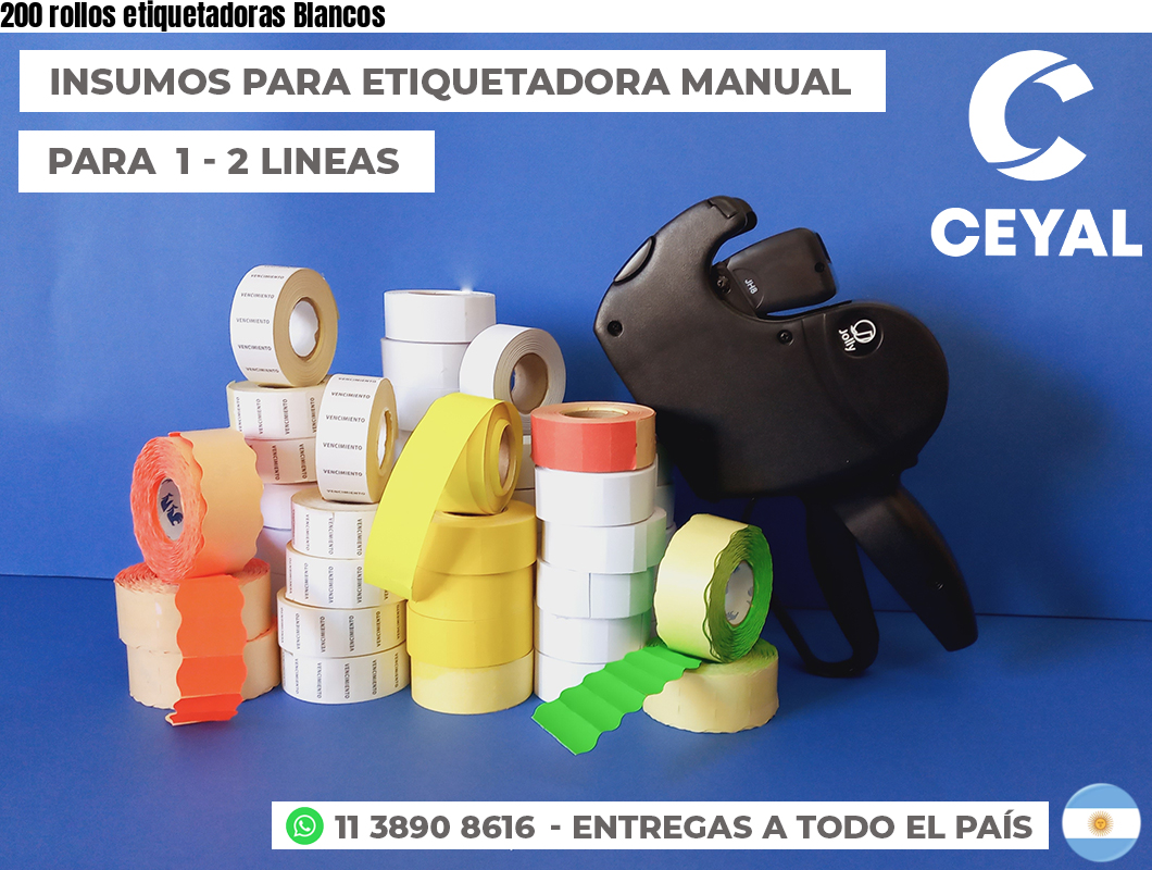200 rollos etiquetadoras Blancos