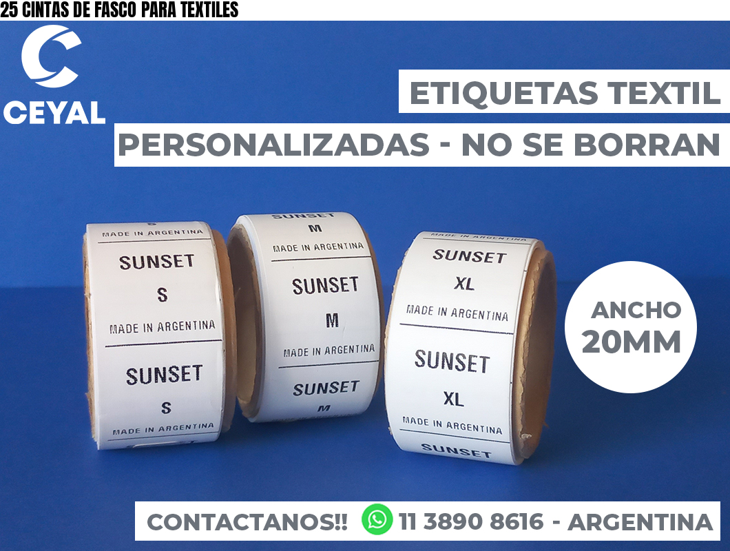 25 CINTAS DE FASCO PARA TEXTILES