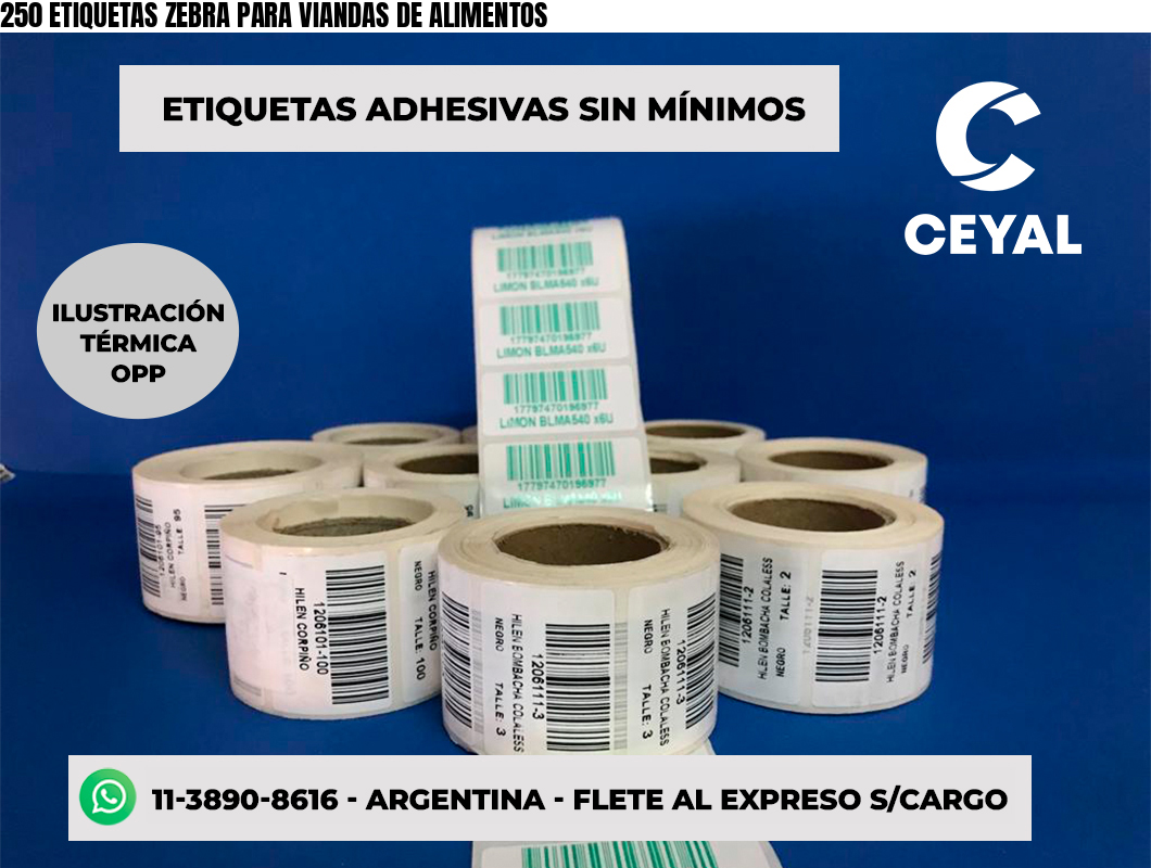 250 ETIQUETAS ZEBRA PARA VIANDAS DE ALIMENTOS