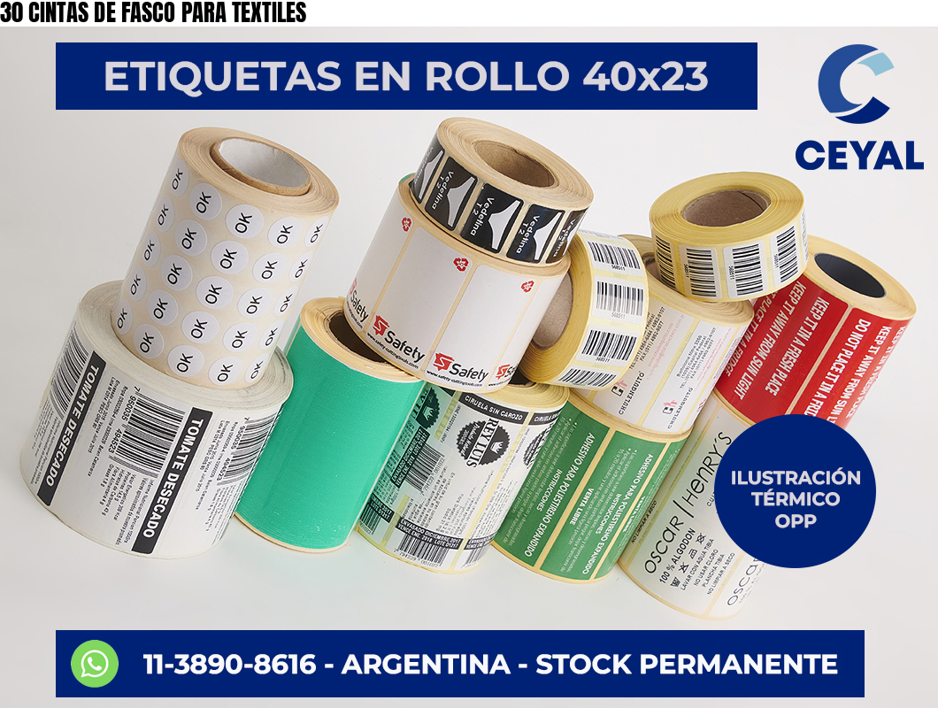 30 CINTAS DE FASCO PARA TEXTILES