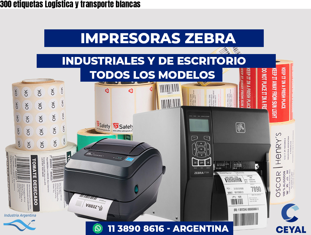 300 etiquetas Logística y transporte blancas