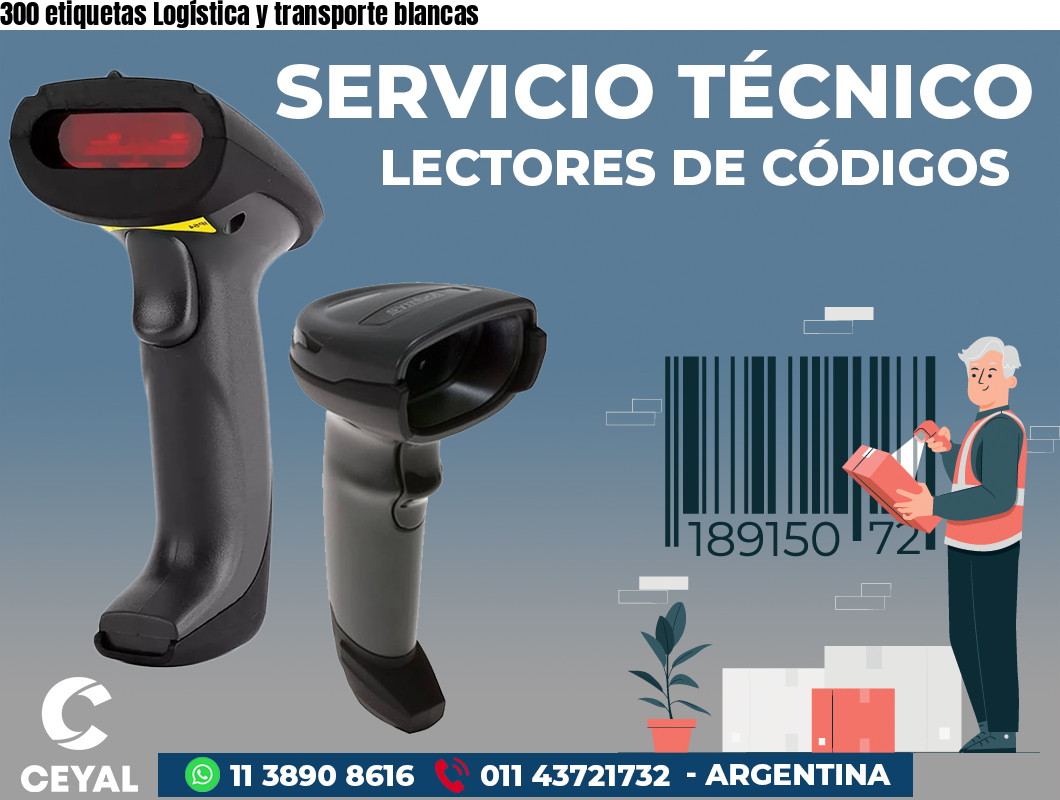 300 etiquetas Logística y transporte blancas
