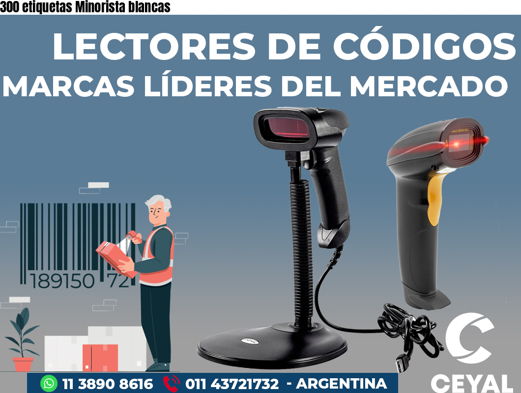 300 etiquetas Minorista blancas