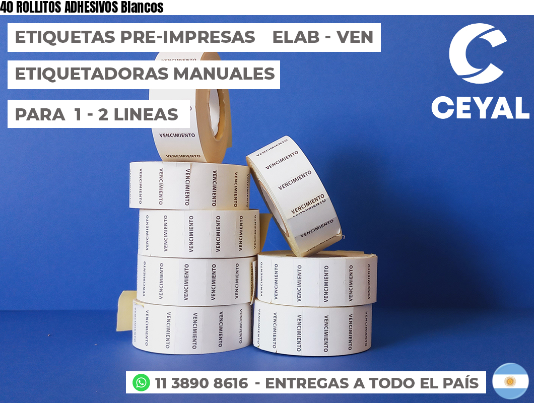 40 ROLLITOS ADHESIVOS Blancos