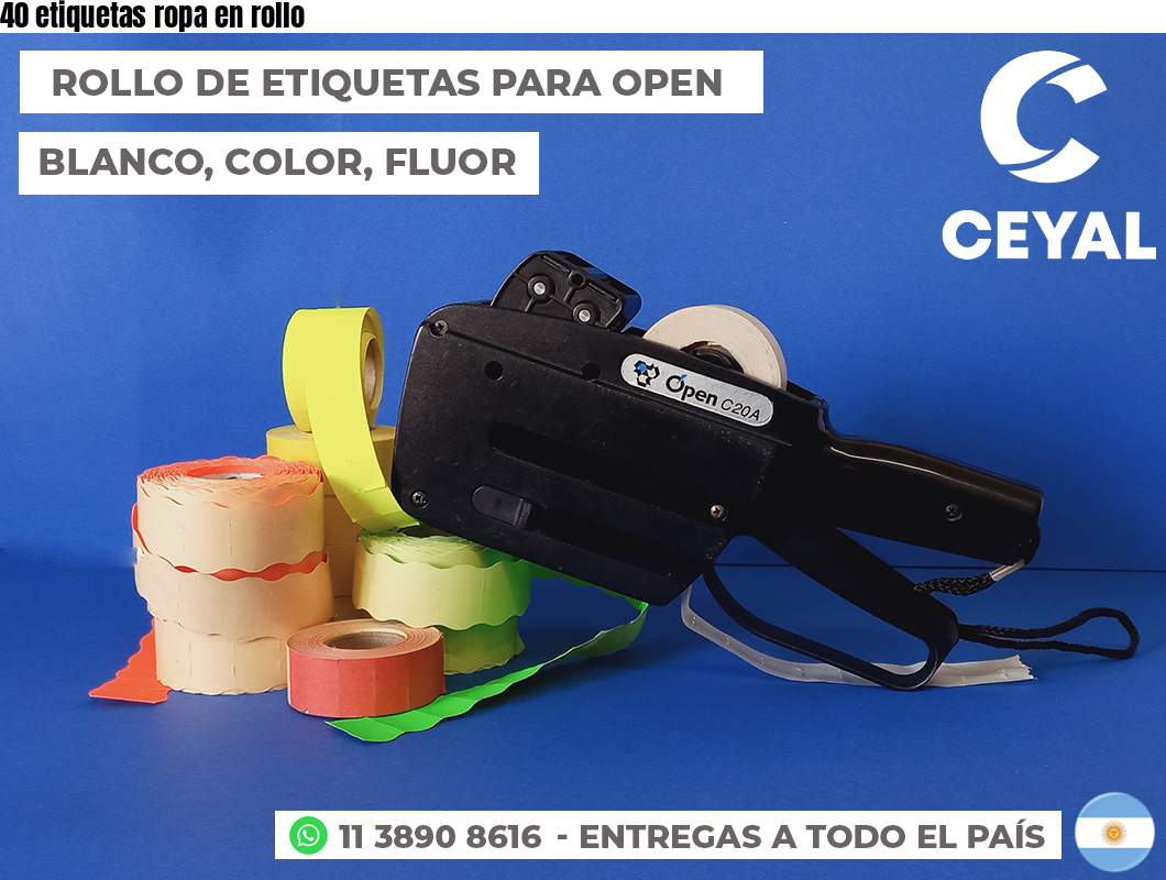 40 etiquetas ropa en rollo