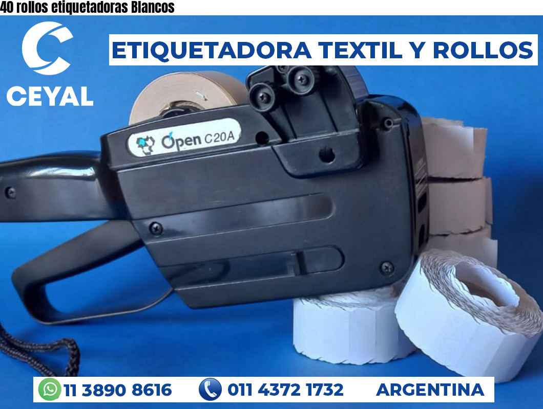 40 rollos etiquetadoras Blancos